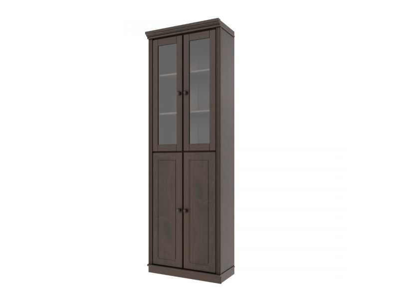 Estante Biblioteca 220 cm com duas portas de madeira e duas portas de vidro na cor nibs | Coleção Biblioteca